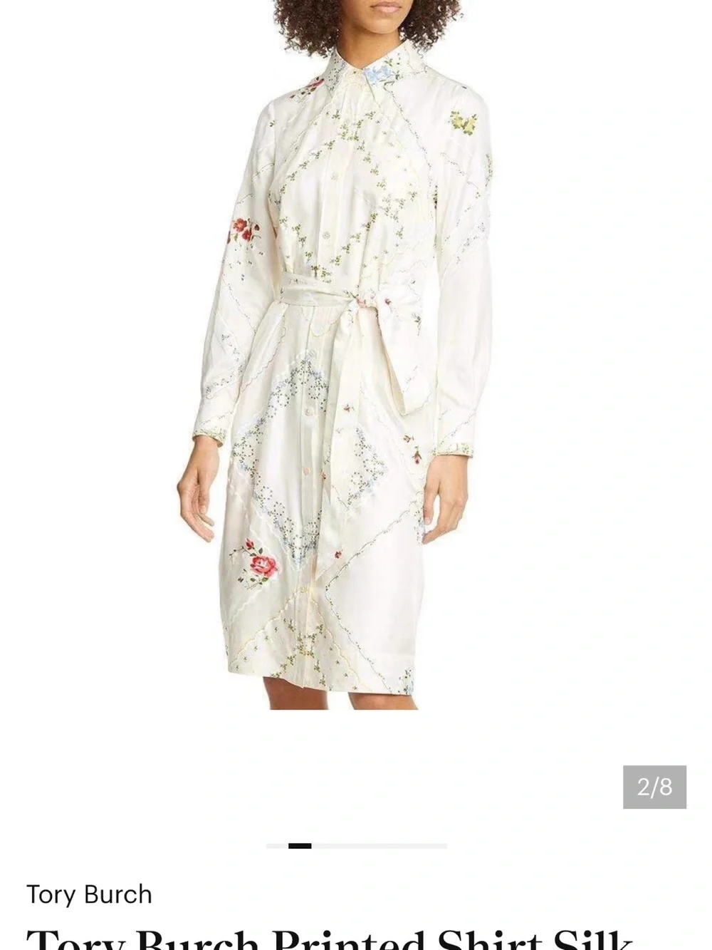 Tory Burch Cream Floral Shirt Midi Dress